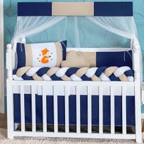 Kit Berço Raposinha Marinho 11 Peças Trança Menino