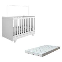 Kit Berço Retrô Peroba Branco E Colchão Orthoflex Infantil