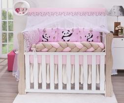 Kit berço rosa com branco de urso Kit berço rosa com branco de urso