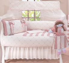 Kit Berço Rose Menina Delicado Decoração Quarto Bebe Clean - DUCASA ENXOVAIS