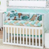 Kit berço sublimado dinossauro completo de 10 peças para o quarto do bebê menino