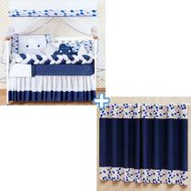 Kit Berço Trança Completo Americano Nuvem Marinho Estrela + Cortina Ilhós Estampada 13 peças Kit Berço Trança Completo Americano Nuvem Marinho Estrela + Cortina Ilhós Estampada 13 peças