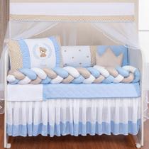 Kit Berço Trança Completo Urso Teddy Azul 12 Peças Kit Berço Trança Completo Urso Teddy Azul 12 Peças