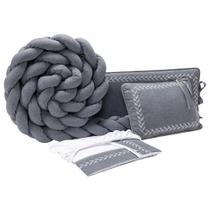 Kit Berço Trança Linho Com Bordado Delicado, 100% Algodão - 6 Peças Kit Berço Trança Linho Com Bordado Delicado, 100% Algodão - 6 Peças