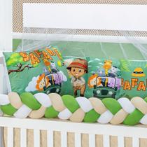 Kit berço trança menino 10 peças safari verde lançamento