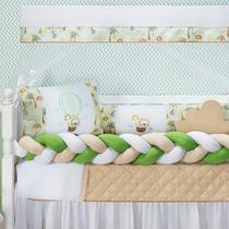 Kit Berço Trança Safari Marinho Menino 11 Peças Com Saia