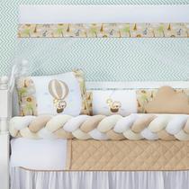 Kit Berço Trança Safari Marinho Menino 11 Peças Com Saia