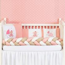 Kit Berço Ursinha Na Lua 6 Peças Com Trança e Lateral Lançamento