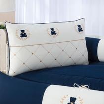 Kit Berço Ursinhos Enxoval Bebê Luxo Marinho Bordado Berço Nacional/Americano Menino Azul (URSINHO LAÇO MARINHO)
