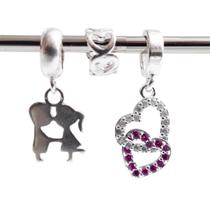 Kit Berloque Casal Amor e União em Prata 925