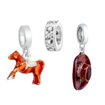 Kit Berloque Cavalo e Chapéu Country em Prata 925