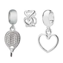 Kit Berloque Coração e Beach Tênis e Separador em Prata 925