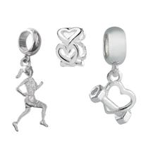 Kit Berloque Corredora Coração Halter Separador em Prata 925