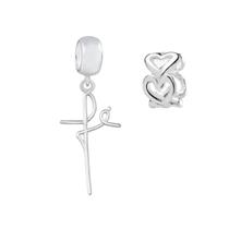 Kit Berloque Fé Separador e Corações Prata 925