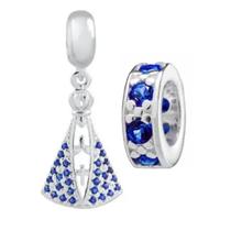 Kit Berloque Nossa Senhora Aparecida e Separador Azul em Prata 925 Kit Berloque Nossa Senhora Aparecida e Separador Azul em Prata 925