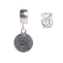 Kit Berloque Oração Pai Nosso Separador Corações em Prata 925