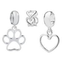 Kit Berloque Patinha e Coração e Separador em Prata 925