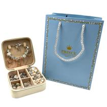 Kit Berloque Pulseira Infantil 110pçs Porta Joias Branco