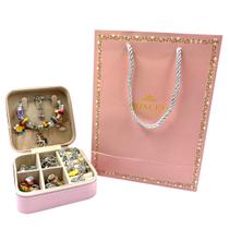 Kit Berloque Pulseira Infantil 110pçs Porta Joias Colorido