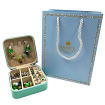 Kit Berloque Pulseira Infantil 110pçs Porta Joias Verde
