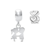 Kit Berloques Casal e Corações Amor em Detalhes em Prata 925