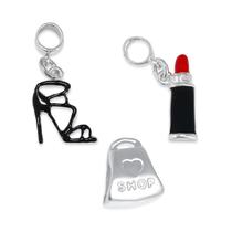 Kit Berloques Moda Salto Batom Shop Banhado a Prata