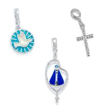 Kit Berloques Nossa Senhora Espírito Santo Banhado a Prata