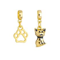 Kit Berloques Patinha e Gato Banhado a Ouro 18k Kit Berloques Patinha e Gato Banhado a Ouro 18k