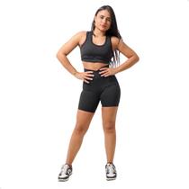 Kit Bermuda e Top Suplex Feminino Academia Liso