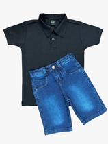 kit Bermuda Jeans e Polo Malha Piquet