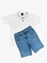 kit Bermuda Jeans e Polo Malha Piquet