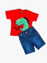 Kit Bermuda Jeans Infantil + Camiseta Menino