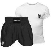 Kit Bermuda Masculina Muay Thai + Rash Guard Jiu Jitsu Lutador Treino Academia Artes Marciais - Gorilla