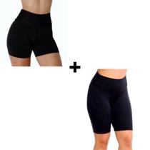 Kit Bermuda + Short Feminino Fitness Academia Suplex