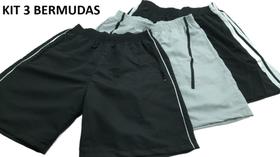 kit Bermuda Shorts Maculino - 38 ao 44 Tactel, Academia, Esporte, Casual