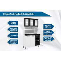 Kit Bertolini Múltipla 6145 Aço 3 Vidro 105cm Branco/Preto