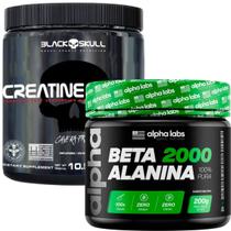 Kit Beta Alanina 100% Pura 200g Sabor Neutro + Creatina Turbo Black Skulll Sem Sabor 300g