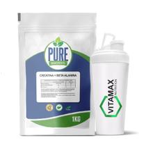 Kit Beta Alanina C/Creatina 1Kg + Coqueteleira Branca 650ml
