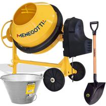 Kit Betoneira 400L 2 hp monofásica Prime + Balde metálico 10L e Pá de bico - Menegotti