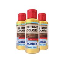 Kit Betume Colors 60Ml Com 3Un Amarelo Indiano Acrilex