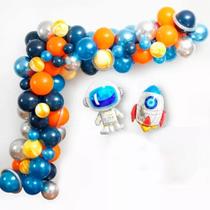 Kit Bexiga Balão Astronauta Foguete Decoração Evento Festa