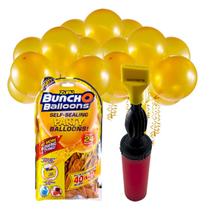 Kit Bexigas Balões Colorida Dourada 11 Polegadas com 24 Unidades Bico Anti Vazamento + Inflador Manual - Atco