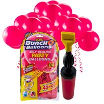 Kit Bexigas Balões Colorida Rosa Bebê 11 Polegadas com 24 Unidades Bico Anti Vazamento + Inflador Manual