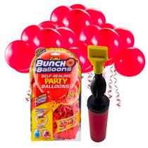 Kit Bexigas Balões Colorida Vermelha Lisa 11 Polegadas Com 24 Unidades Bico Anti Vazamento + Inflador Manual