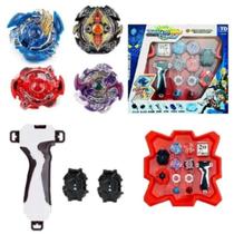 Kit Beyblade 4 In 2 + 2 Lançadores + Arena