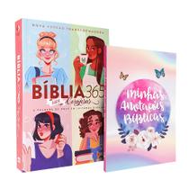 Kit Bíblia 365 para Corajosas NVT + Caderno Minhas Anotações Bíblicas Borboleta