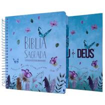 Kit Bíblia Anote NVI Jardim Secreto com Abas adesivas Eu e Deus agenda
