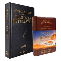 Kit Bíblia de Estudo com Teologia Sistemática NVI + Dia a Dia com Spurgeon Luxo