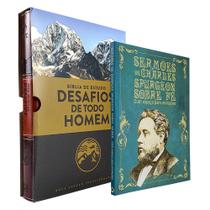 Kit Bíblia de Estudo Desafios de Todo Homem NVT Marrom + Sermões Charles Spurgeon sobre Fé