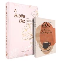 Kit Bíblia de Estudo Diz NAA Feminina + 365 Mensagens Diárias com Charles Spurgeon Café